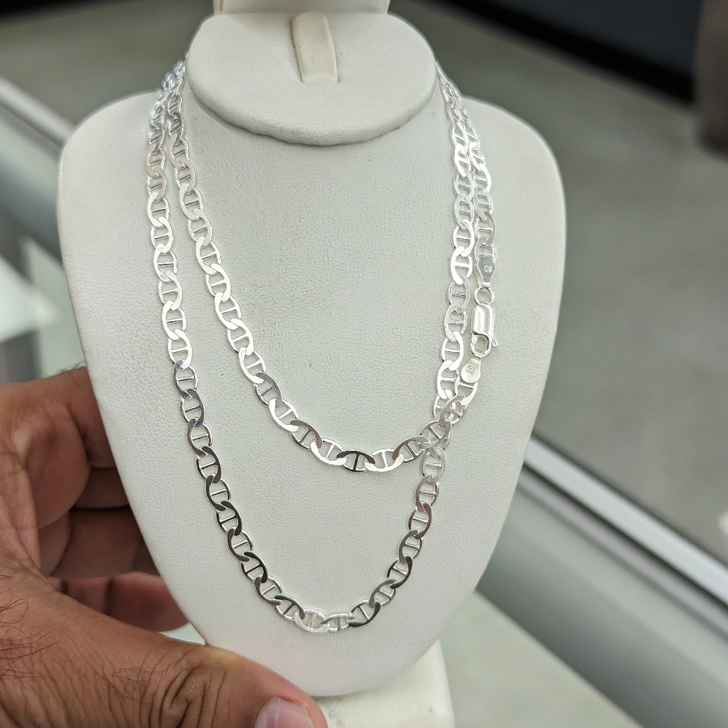 925 Sterling Silver Flate Mariner Style Chain